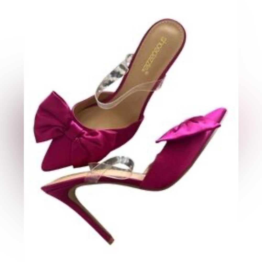 Shoe Dazzle Magenta Bow Heels Size 6 - Picture 5 of 14